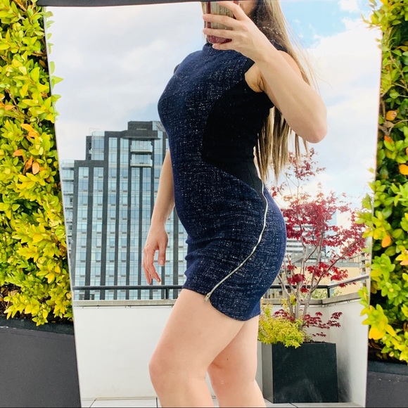 TIME Wool Metal Zipper Shaper Fashion Mini Dress - Picture 13 of 16